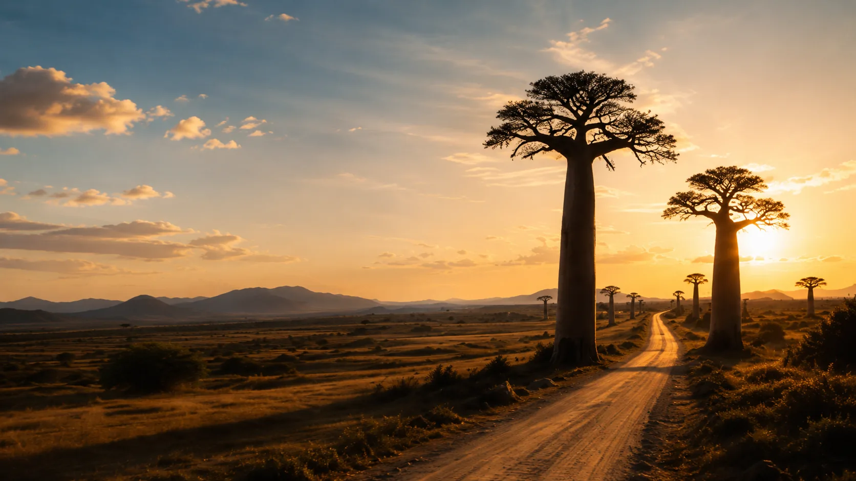 MacBook présentant un site web premium au coucher de soleil à Madagascar